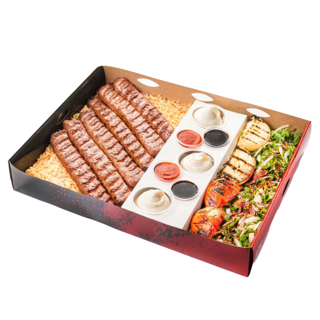 Kabab rice & fries platter